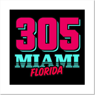 Retro Miami Florida 305 Posters and Art